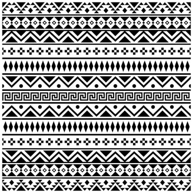 Siyah beyaz renk etnik süsleme vektöründen soyut dikişsiz yama kalıbı