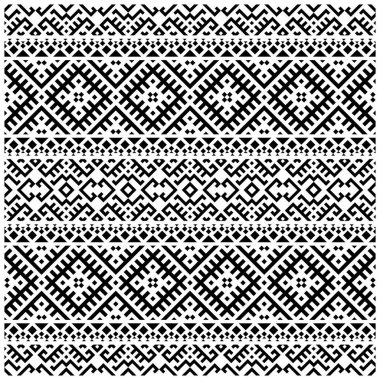 İkat Aztek etnik desensiz siyah beyaz desenli. Etnik İllüstrasyon vektörü.