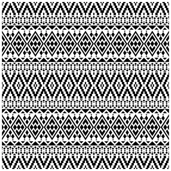 黒と白の三色の部族のデザインのアステカのシームレスな民族パターンイラストベクトル — ストックベクタ