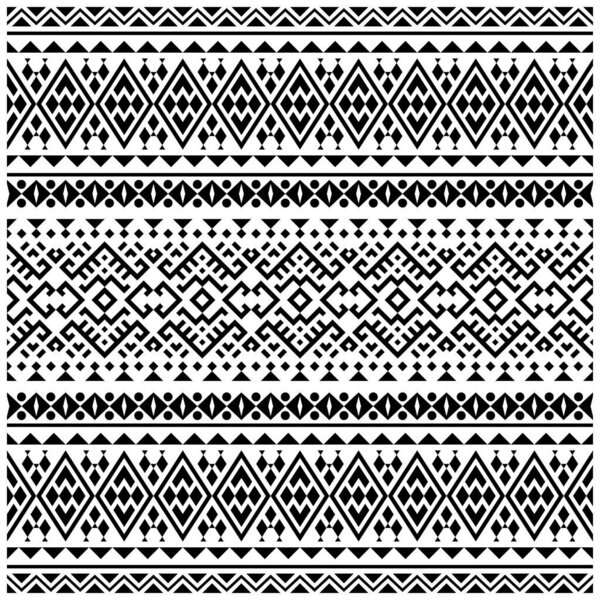 Ikat Aztec этнической бесшовной дизайн шаблона в черно-белый цвет. Этнические иллюстрации.