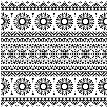 Etnik model vektörünü siyah ve beyaz renkte katla. Kusursuz Etnik desen arkaplan dokusu tasarımı