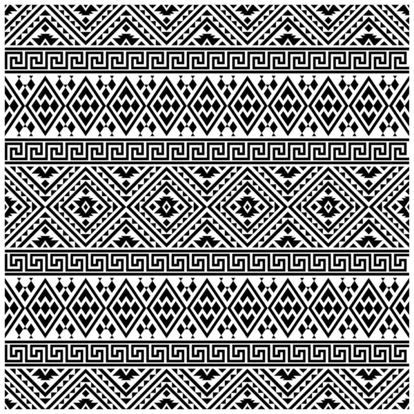 Vecteur Motif Ethnique Aztèque Ikat Noir Blanc Texture Fond Sans — Image vectorielle