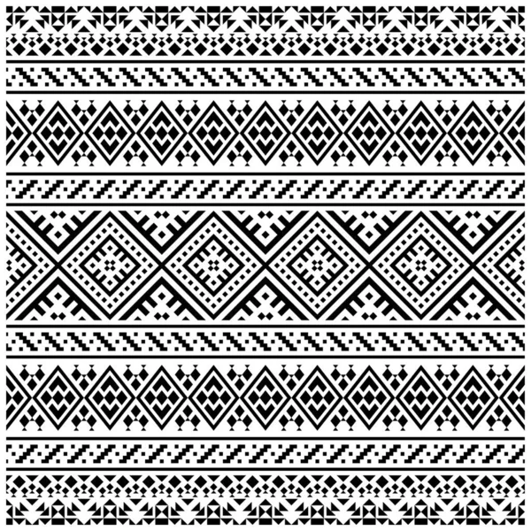 Aztec Ikat Vettore Modello Etnico Colore Bianco Nero Senza Soluzione — Vettoriale Stock