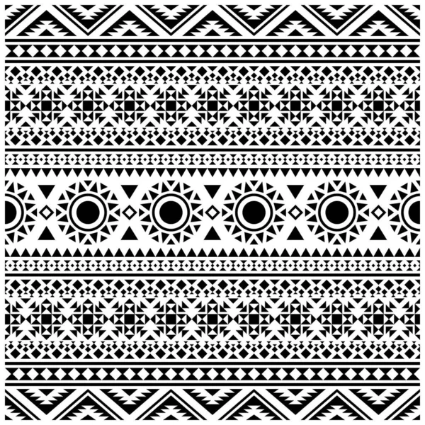 Naadloze Etnische Patroon Illustratie Vector Met Tribal Ontwerp Zwart Wit — Stockvector