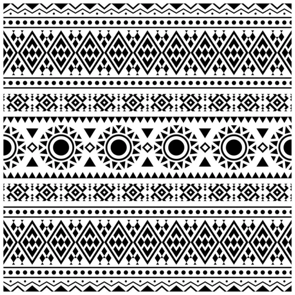 Ikat Aztécké Etnické Bezešvé Vzor Design Černé Bílé Barvě Etnický — Stockový vektor