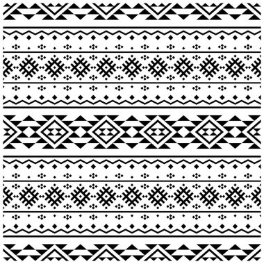 Kusursuz etnik model tekstil tasarımı. Siyah beyaz renkli resimler.