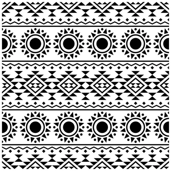 Native Seamless Pattern Design Vector Black White Color — Stock Vector