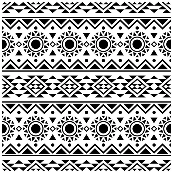 シームレスなエスニックパターンのテキスタイルデザインの画像 黒の白の色でイラスト — ストックベクタ