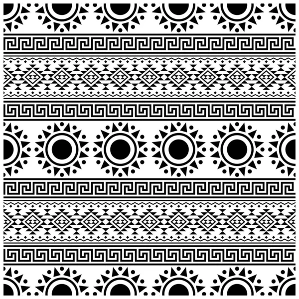 Vector Diseño Patrón Inconsútil Nativo Color Blanco Negro — Vector de stock