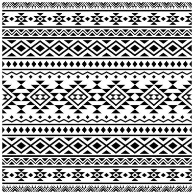Siyah beyaz renkli kabile etnik desensiz arka plan vektörü