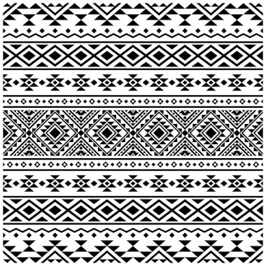 Aztek etnik, pürüzsüz desenli siyah beyaz desenli. Etnik İllüstrasyon vektörü