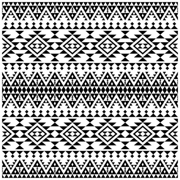Traditional Seamless Aztec pattern texture design vector in black white color