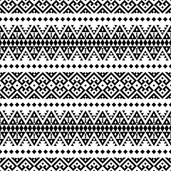 Ikat Ethnic Pattern Vector Black White Color — Stock Vector