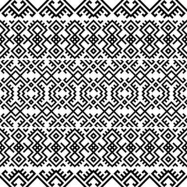 Siyah ve beyaz kabile tasarımlı kusursuz Etnik Desen Çizim vektörü