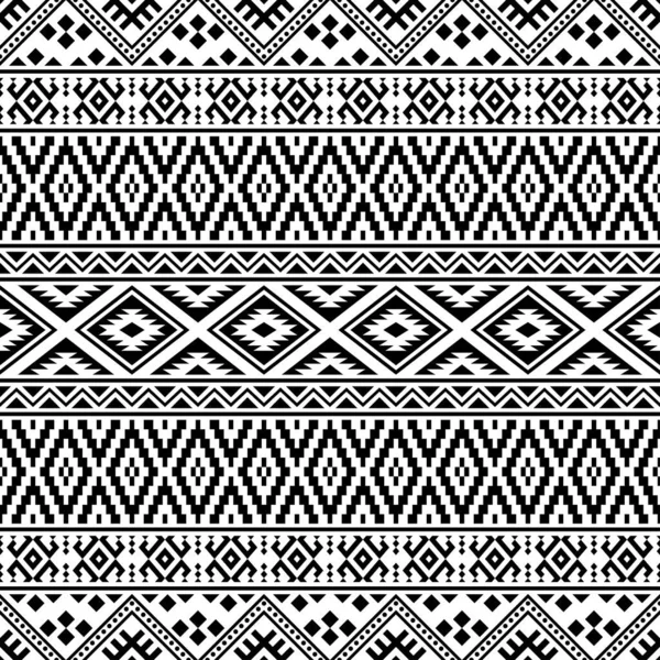 Nahtlose Ethnische Muster Schwarz Weißer Farbe Schwarz Weißes Aztekisches Stammesmuster — Stockvektor