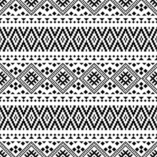 Ikat Etniczny Wzór Wektor Czarny Biały Kolor Wzór Plemienny Aztec — Wektor stockowy