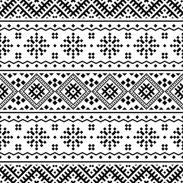 Etnik desenli siyah beyaz vektör. Kabile Düzeni. Aztek tasarımı boho halı, kumaş, battaniye ve fon