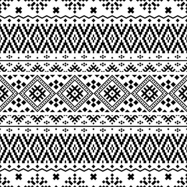 Seamless Ethnic Pattern Black White Color Black White Tribal Aztec — Stock Vector