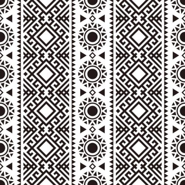 Siyah ve beyaz renkli etnik şablon vektörü