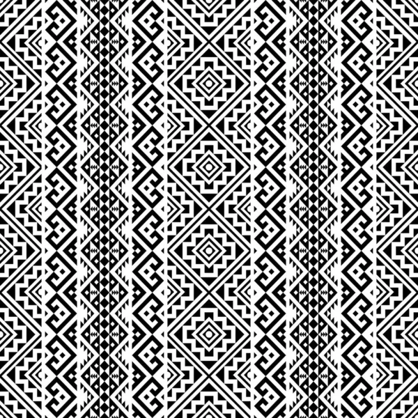 Seamless Ethnic Pattern Traditional Tribal Pattern Black White Color — Stock Vector