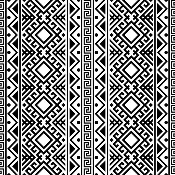 Modèle Ethnique Sans Couture Modèle Tribal Traditionnel Noir Blanc — Image vectorielle