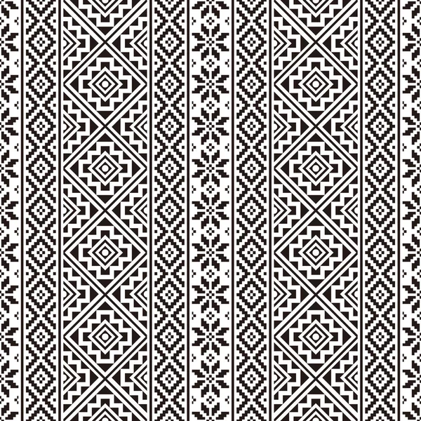 Ikat Ethnic Pattern Vector Black White Color — Stock Vector