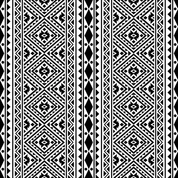 Бесшовный Этнический Рисунок Вертикального Дизайна Черно Белом Цвете — стоковый вектор