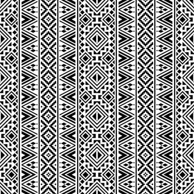 dikey monokrom dikişsiz etnik model dokusu tasarım vektörü