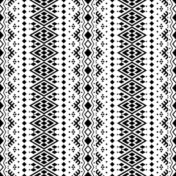 Бесшовный Этнический Рисунок Текстуры Черно Белый Цвет — стоковый вектор