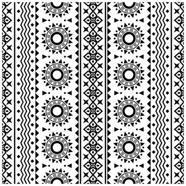 Siyah ve beyaz kabile tasarımlı kusursuz Etnik Desen Çizim vektörü