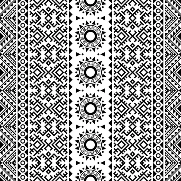 Ikat Aztec Ethnischen Nahtlosen Muster Design Schwarz Weißer Farbe Vektor — Stockvektor