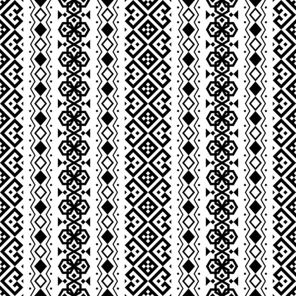 Ikat Aztec Ethnischen Nahtlosen Muster Design Schwarz Weißer Farbe Vektor — Stockvektor