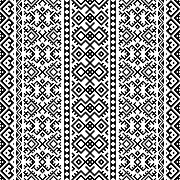 Diseño Patrones Sin Costuras Étnicas Ikat Aztec Color Blanco Negro — Vector de stock