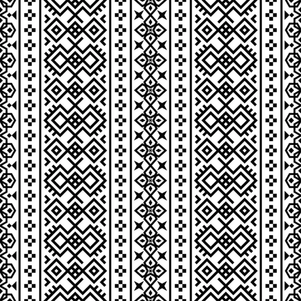 Ikat Aztec Ethnic Seamless Pattern Design Black White Color Ethnic — Stock Vector