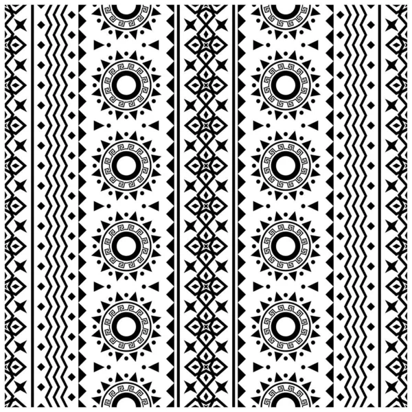 Siyah ve beyaz kabile tasarımlı kusursuz Etnik Desen Çizim vektörü