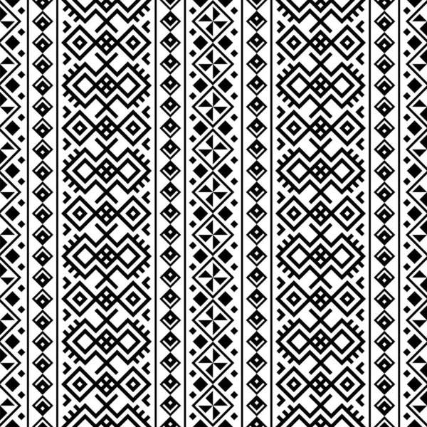 Seamless Ethnic Pattern Illustration Vector Tribal Design Black White Color — Stock Vector