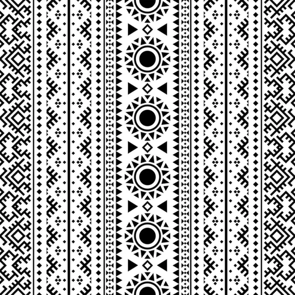 Siyah ve beyaz kabile tasarımlı kusursuz Etnik Desen Çizim vektörü