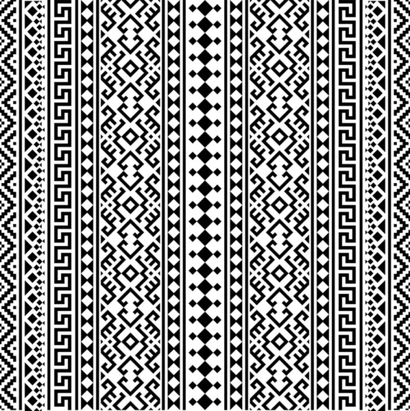 Бесшовный Вектор Этнической Иллюстрации Племенным Дизайном Черно Белого Цвета — стоковый вектор