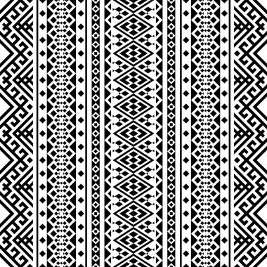 Aztek motifli kabile etnik doku arka plan vektörünün kusursuz deseni