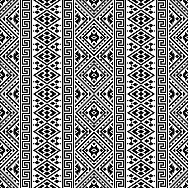 Ikat Azteken Ethnischen Nahtlosen Muster Design Schwarz Weißer Farbe — Stockvektor