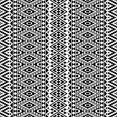 Aztek etnik, pürüzsüz desenli siyah beyaz desenli. Etnik İllüstrasyon vektörü.