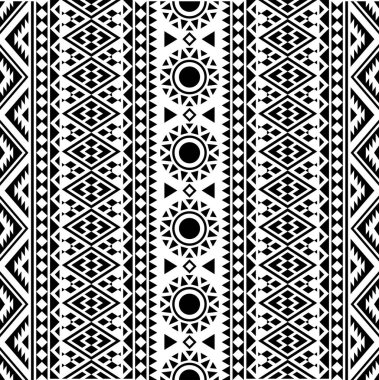 Siyah ve beyaz renkli etnik şablon vektörü