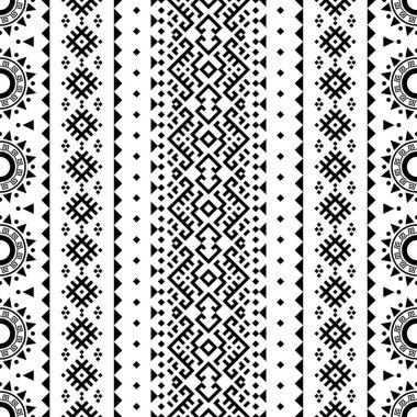 Siyah ve beyaz renkli etnik şablon vektörü