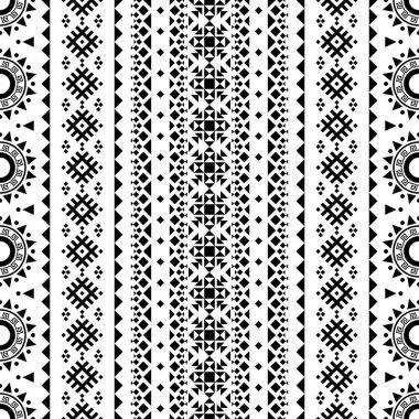 Siyah ve beyaz renkli etnik şablon vektörü