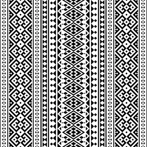 Aztecki Etniczny Bezszwowy Wzór Kolorze Czarno Białym Wektor Ilustracji Etnicznej — Wektor stockowy