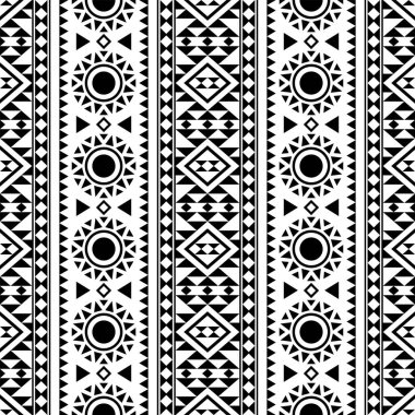 Kabile etnik desen tasarımı siyah beyaz renkte