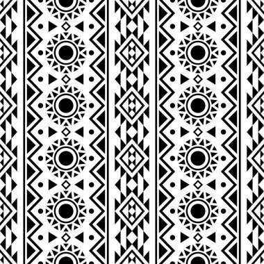Aztek etnik desen tasarımı arka planı siyah beyaz renkte