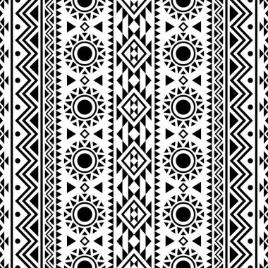 Aztek etnik desen tasarımı arka planı siyah beyaz renkte