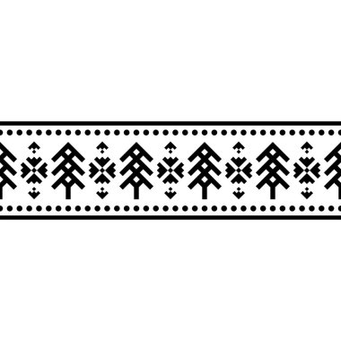 Palmiye Noeli çizgili siyah beyaz motifli etnik model