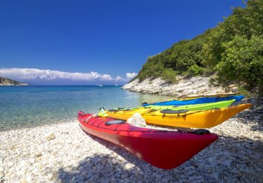Filiatro beach - Ithaka Adası, İyon Denizi - Yunanistan'da kayık